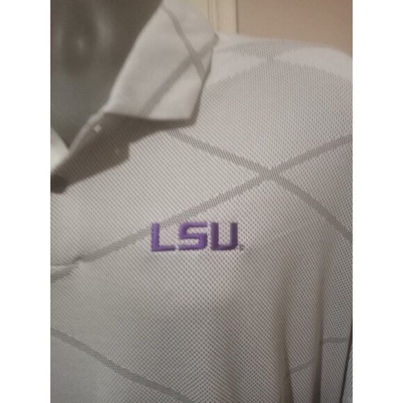 LSU Tigers Polo Shirt Men 2XL Gray Nike Golf Football Dri Fit Collar - Picture 2 of 13